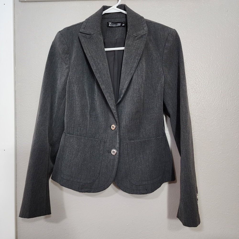 7th Avenue New York & Company Blazer 2 Button Women's Size 4 Gray Jacket Coat